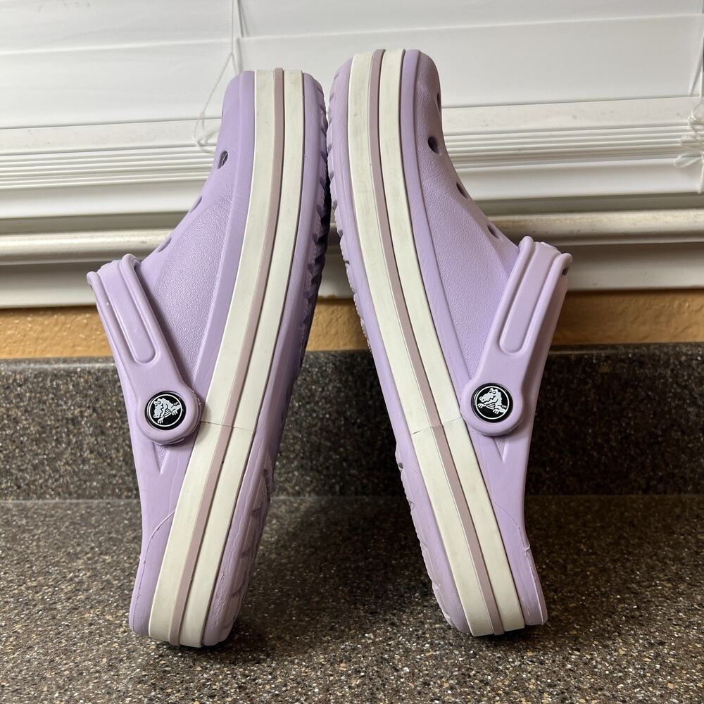 CROCS Iconic Comfort Womens Sz 10 Slip On Rubber Purple Clogs Shoes Mens 8 Mules - Picture 6 of 11